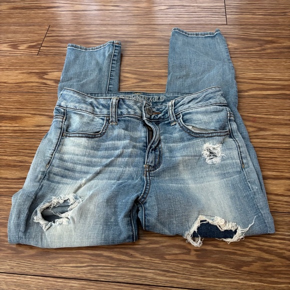 American Eagle Outfitters Denim - American Eagle Outfitters Light Blue Distressed High Rise Jegging Jeans